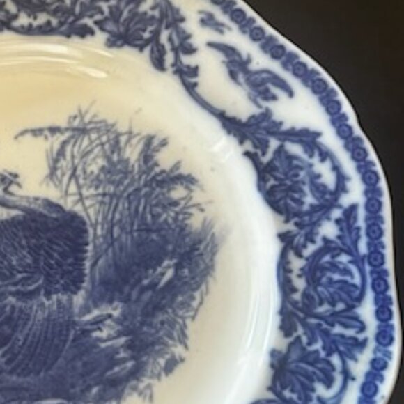 Antique 10" Royal Cauldon England  Flow Blue Turkey Dinner Plate - Picture 4 of 11